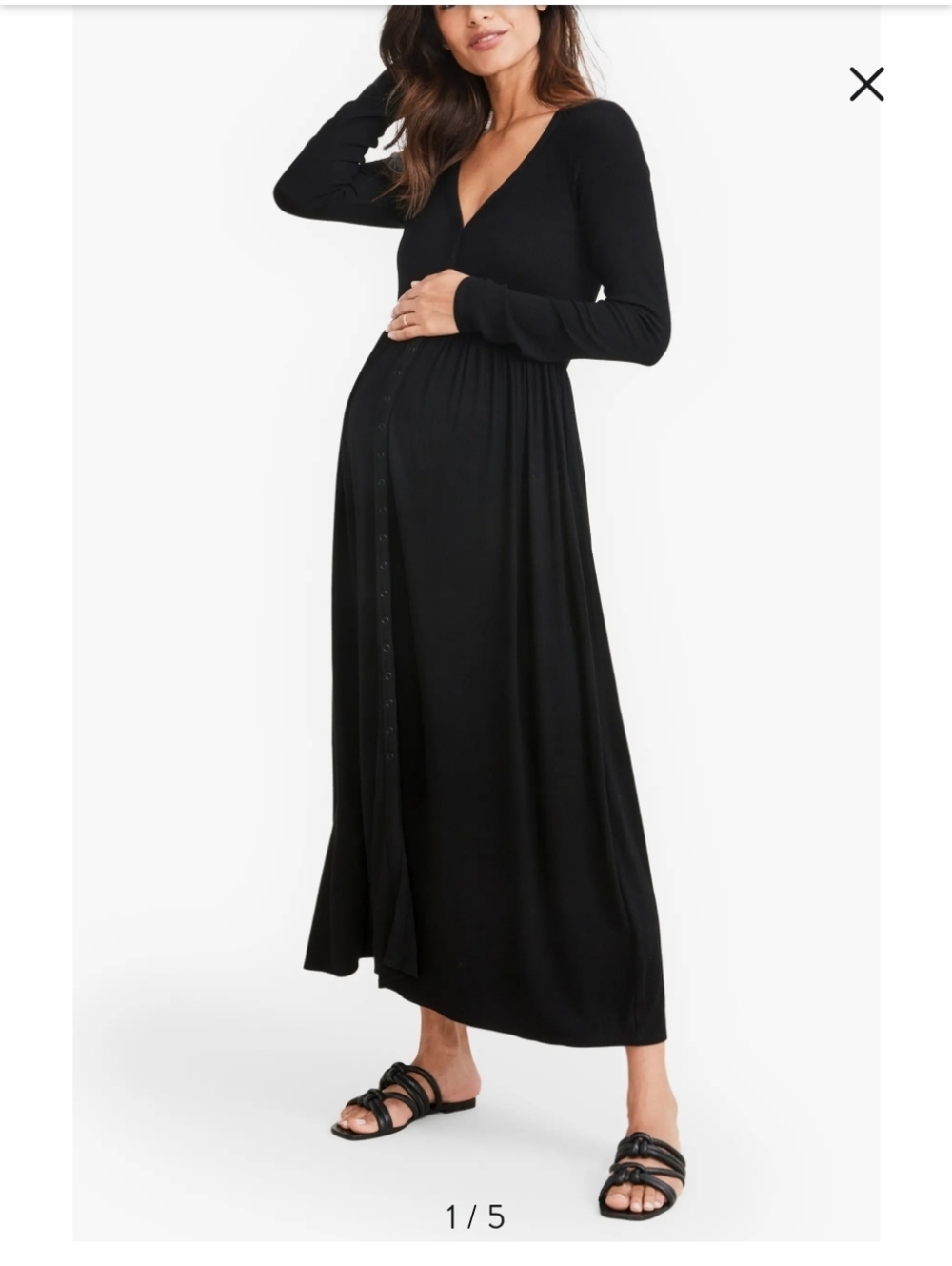 Hatch The Softest Rib Long Sleeve Maternity/Nursing Maxi Dress